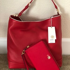 Tory Burch Cherry Apple Duet Hobo & Parker Wallet
